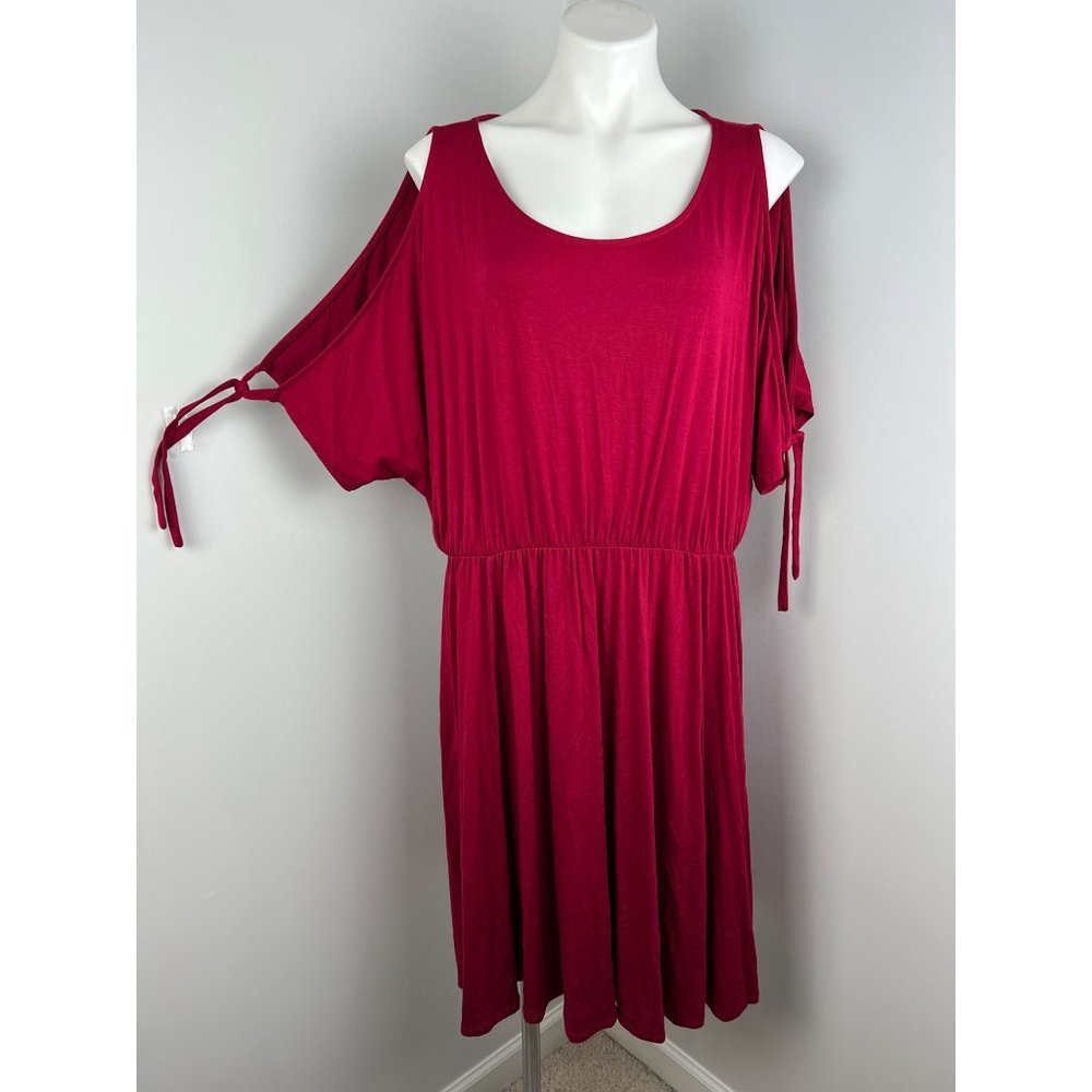 Torrid Red Jersey Cold Shoulder Stretch Dress 2X - Picture 2 of 7